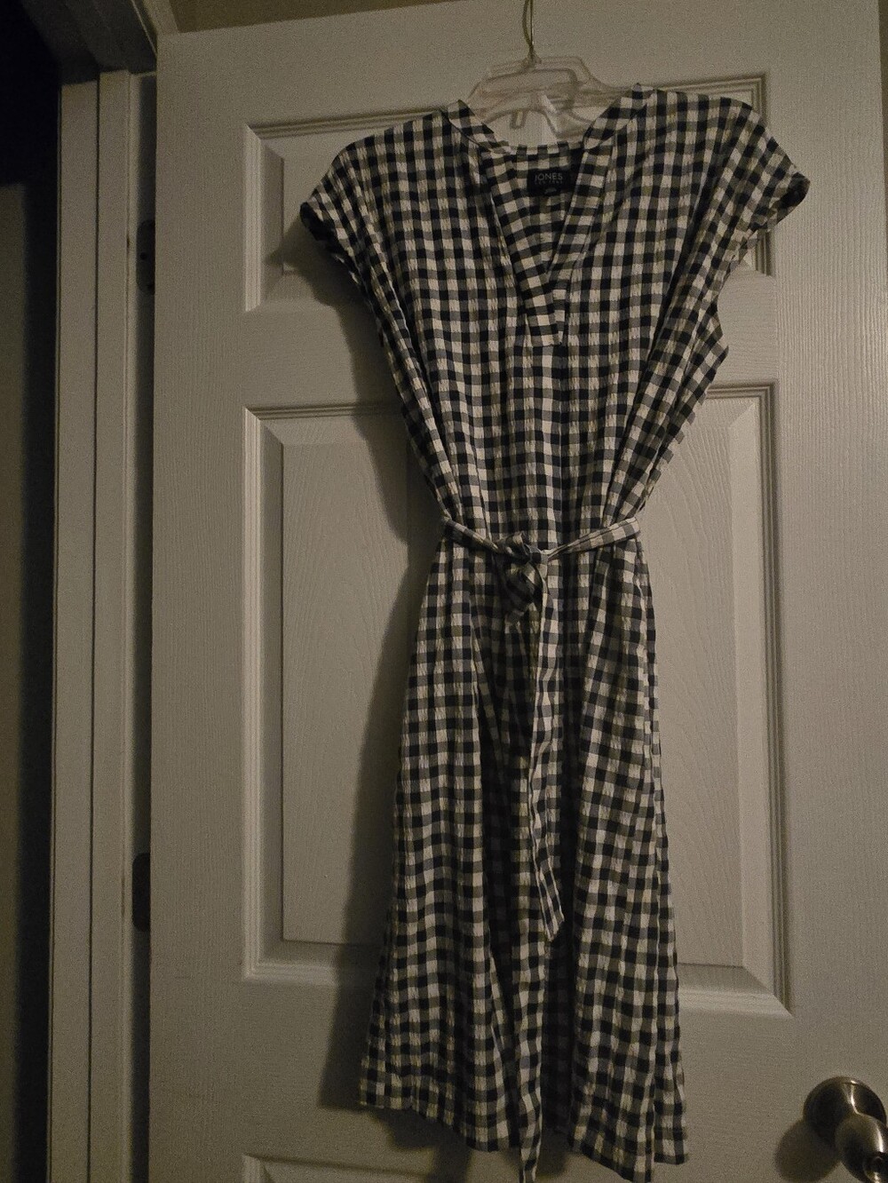 Jones New York Navy and White Gingham Dress